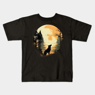 Wolf in a Forest in the Moonlight Kids T-Shirt